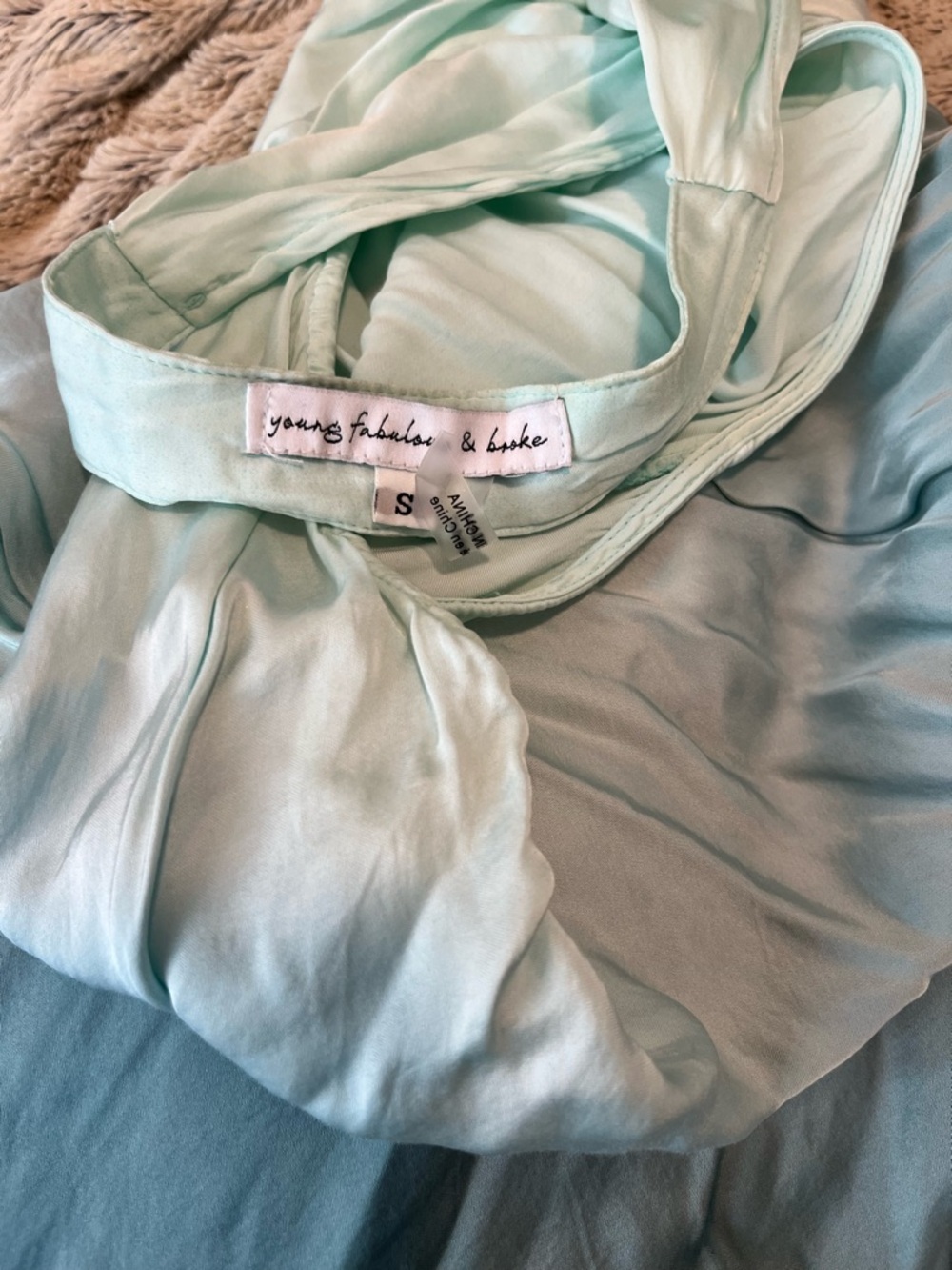 Young Fabulous & Broke Ombre Slip Midi Dress in White to Light Blue - Picture 7 of 7